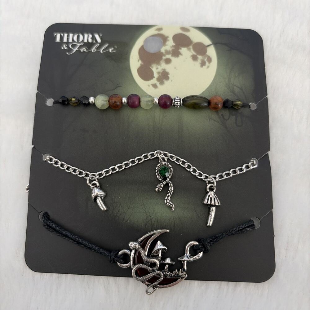 Snake Moon Mushroom Charm‎ Bead Set Thorn & Fable New Hot Topic Bracelet Jewelry